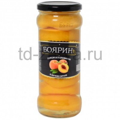 Персики в сиропе Бояринъ 580г ст/б 1/12